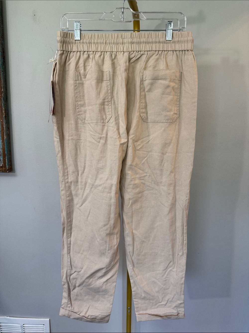 Cl Sono Linen-Effect Drawstring ankle pants in Beige NWT XL - Picture 9 of 14